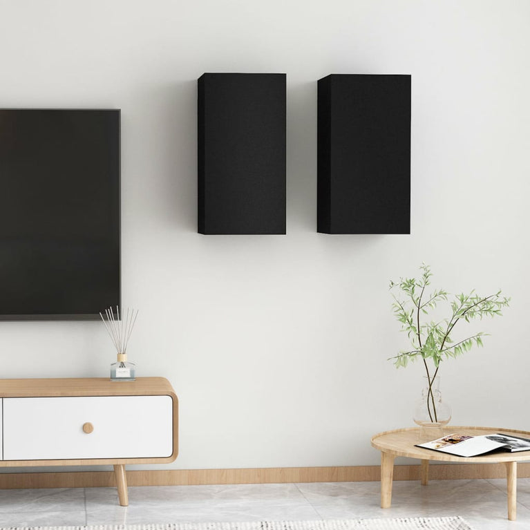 Tv-meubelen 2 st 30,5x30x60 cm spaanplaat zwart MeubelReus