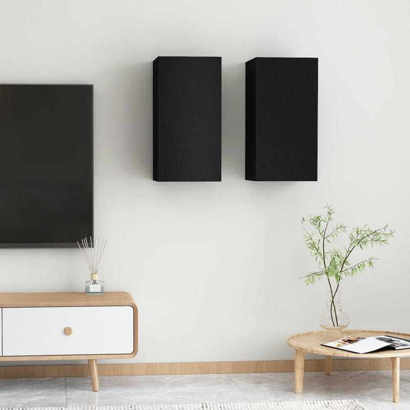 Tv-meubelen 2 st 30,5x30x60 cm spaanplaat zwart MeubelReus