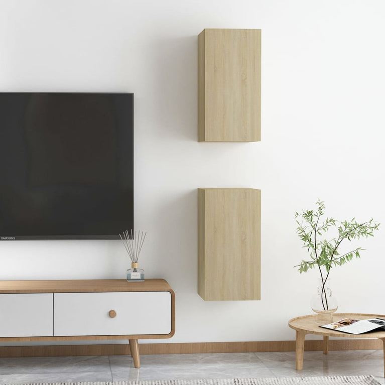 Tv-meubelen 2 st 30,5x30x60 cm spaanplaat sonoma eikenkleurig MeubelReus