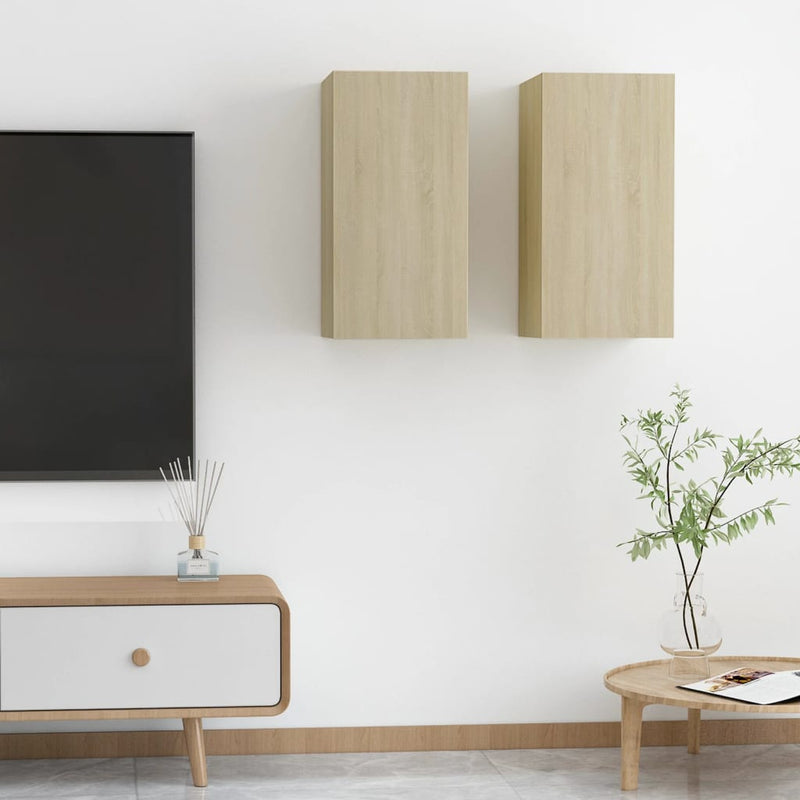 Tv-meubelen 2 st 30,5x30x60 cm spaanplaat sonoma eikenkleurig MeubelReus