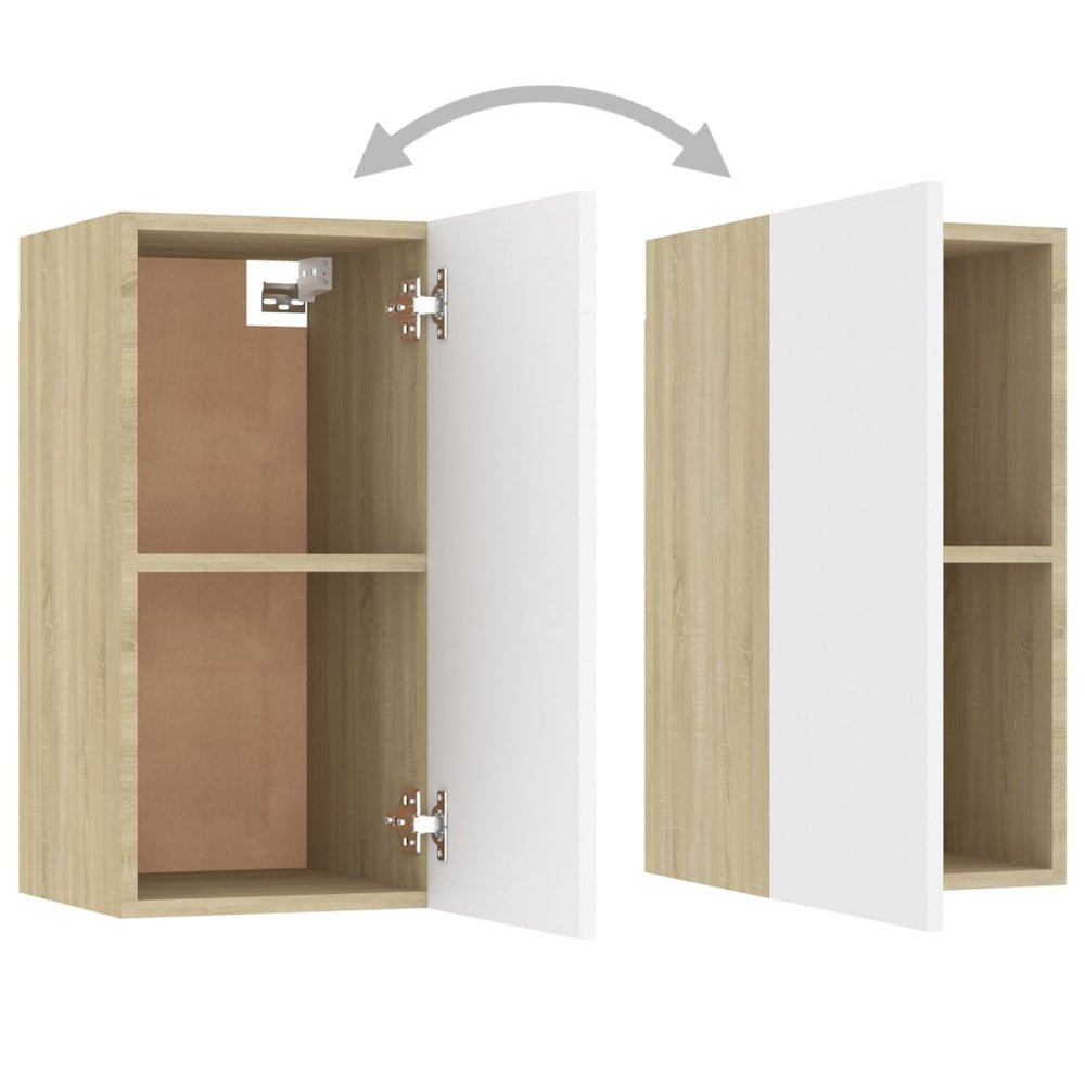 Tv-meubel 30,5x30x60 cm spaanplaat wit en sonoma eikenkleurig MeubelReus