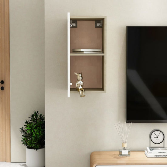 Tv-meubel 30,5x30x60 cm spaanplaat wit en sonoma eikenkleurig MeubelReus