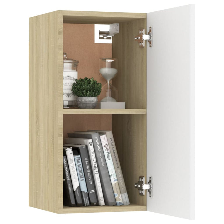 Tv-meubelen 2 st 30,5x30x60 cm bewerkt hout wit en sonoma eiken