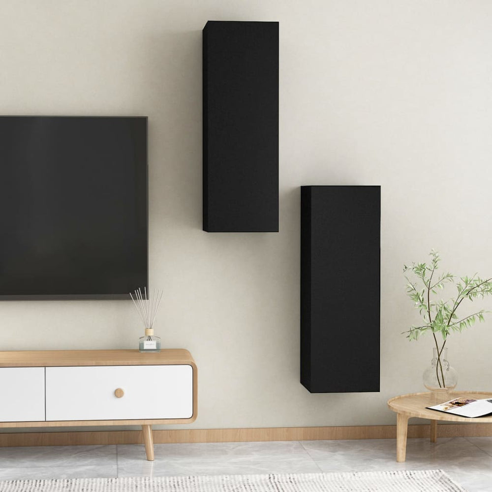 Tv-meubelen 2 st 30,5x30x90 cm spaanplaat zwart MeubelReus