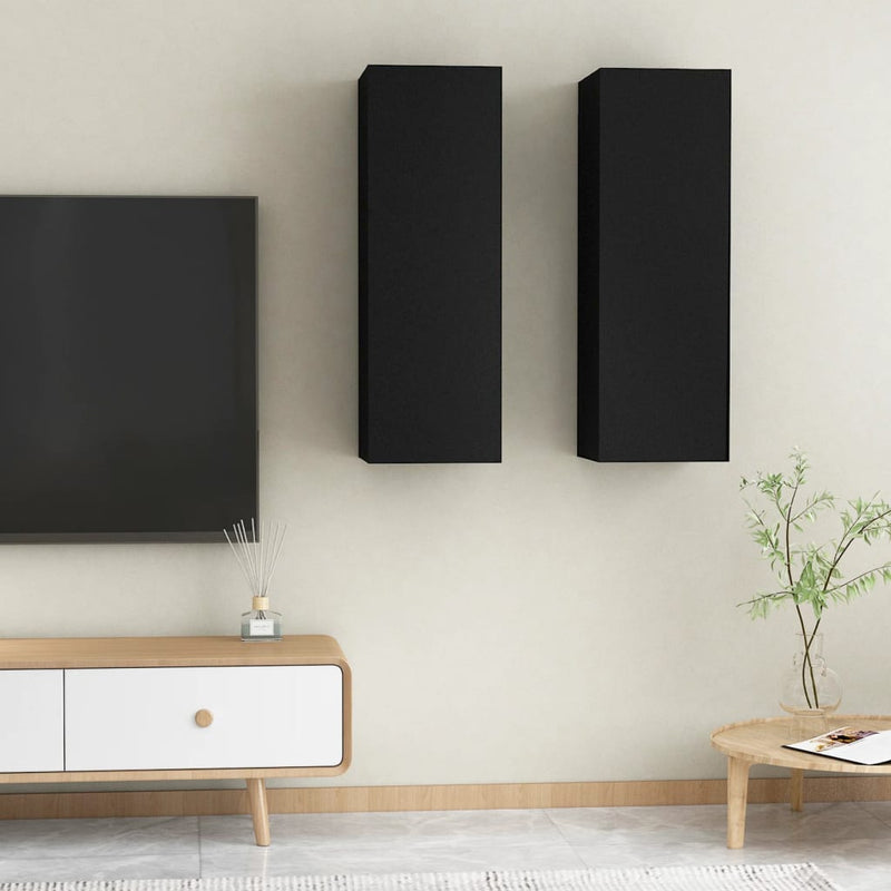 Tv-meubelen 2 st 30,5x30x90 cm spaanplaat zwart MeubelReus