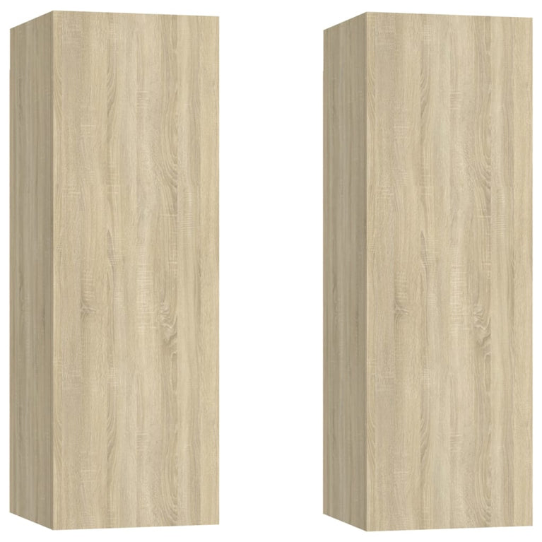 Tv-meubelen 2 st 30,5x30x90 cm spaanplaat sonoma eikenkleurig MeubelReus