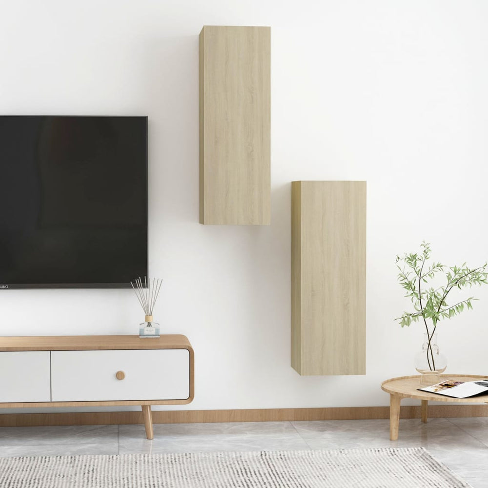 Tv-meubelen 2 st 30,5x30x90 cm spaanplaat sonoma eikenkleurig MeubelReus