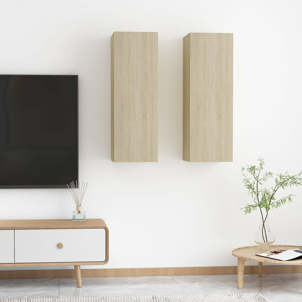 Tv-meubelen 2 st 30,5x30x90 cm spaanplaat sonoma eikenkleurig MeubelReus
