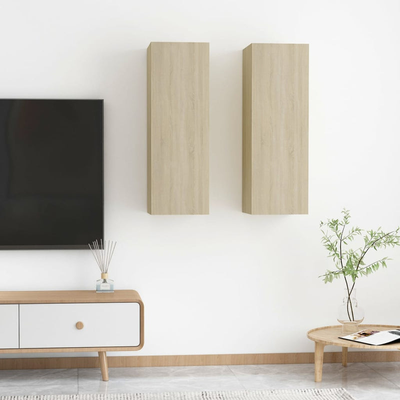 Tv-meubelen 2 st 30,5x30x90 cm spaanplaat sonoma eikenkleurig MeubelReus