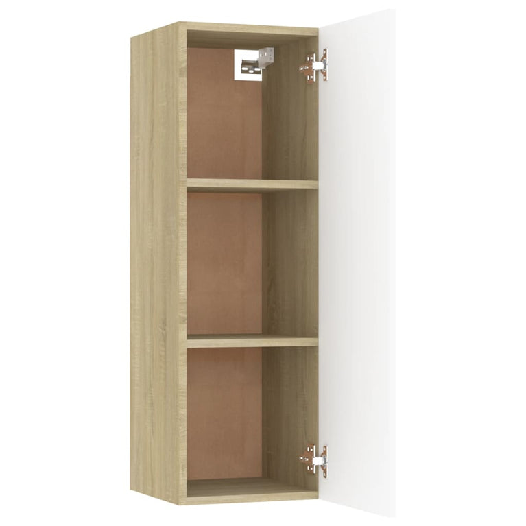 Tv-meubelen 2 st 30,5x30x90 cm spaanplaat wit sonoma eikenkleur