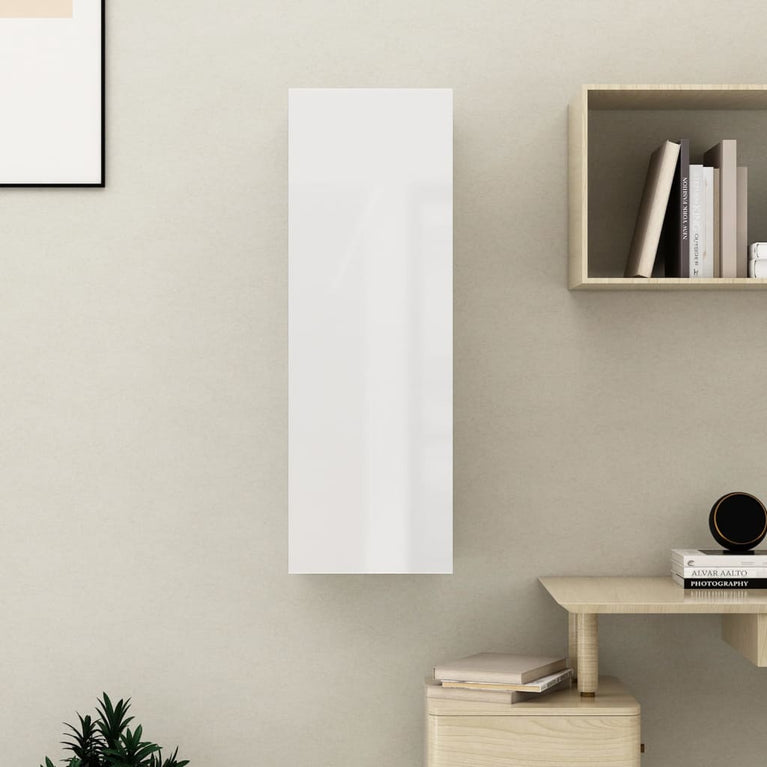 Tv-meubel 30,5x30x90 cm spaanplaat hoogglans wit