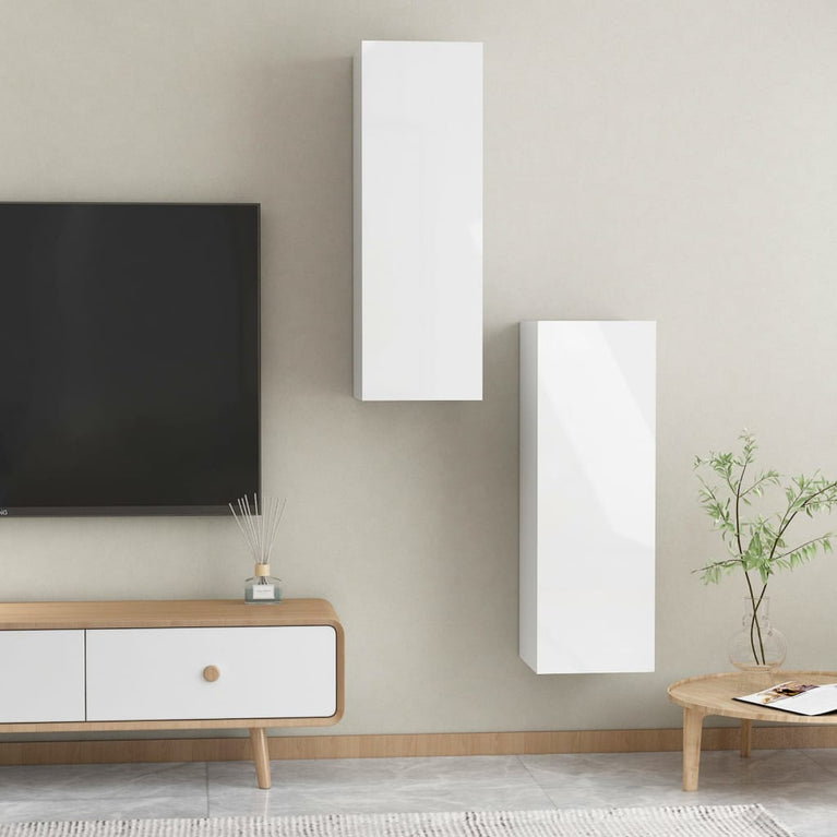 Tv-meubelen 2 st 30,5x30x90 cm spaanplaat hoogglans wit MeubelReus