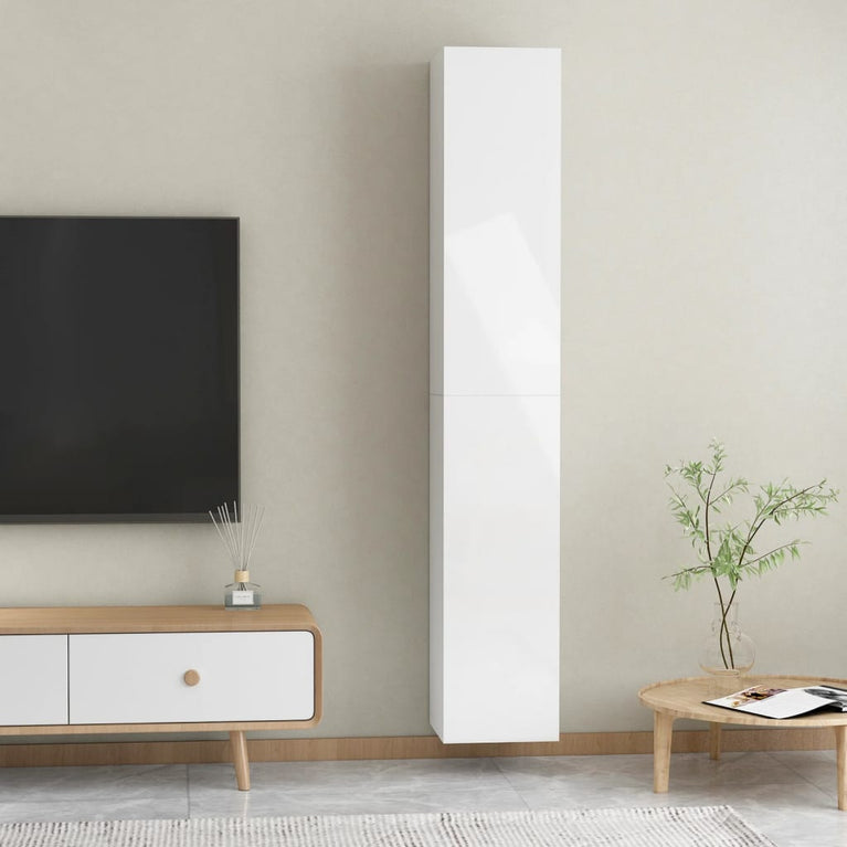 Tv-meubelen 2 st 30,5x30x90 cm spaanplaat hoogglans wit MeubelReus