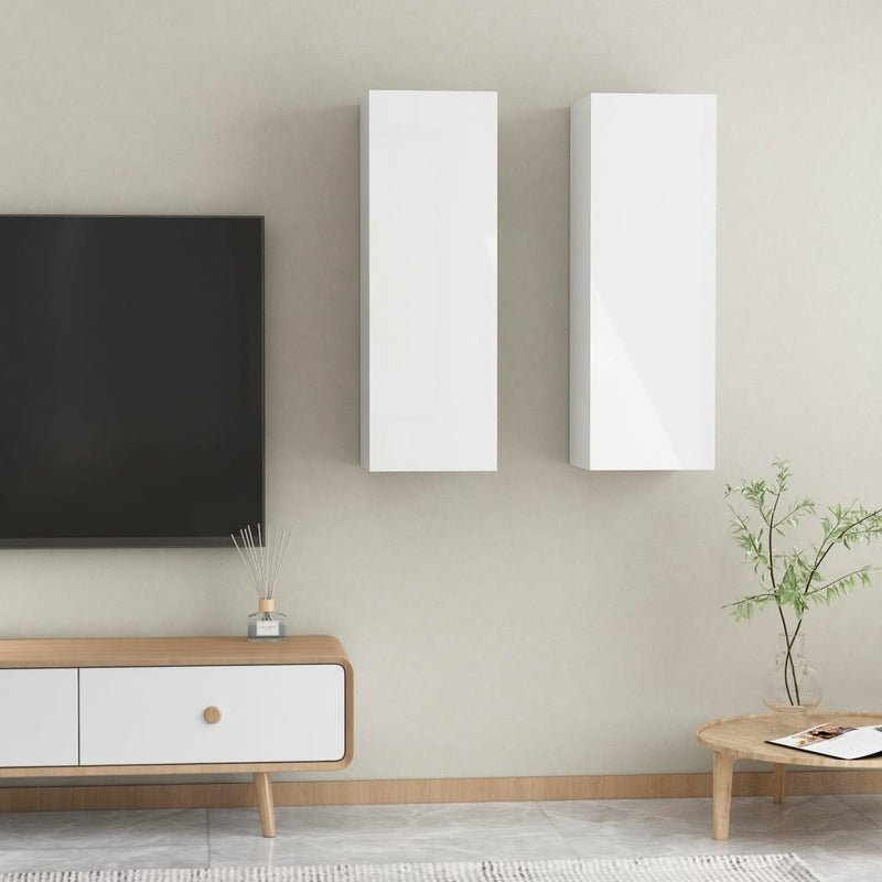 Tv-meubelen 2 st 30,5x30x90 cm spaanplaat hoogglans wit MeubelReus