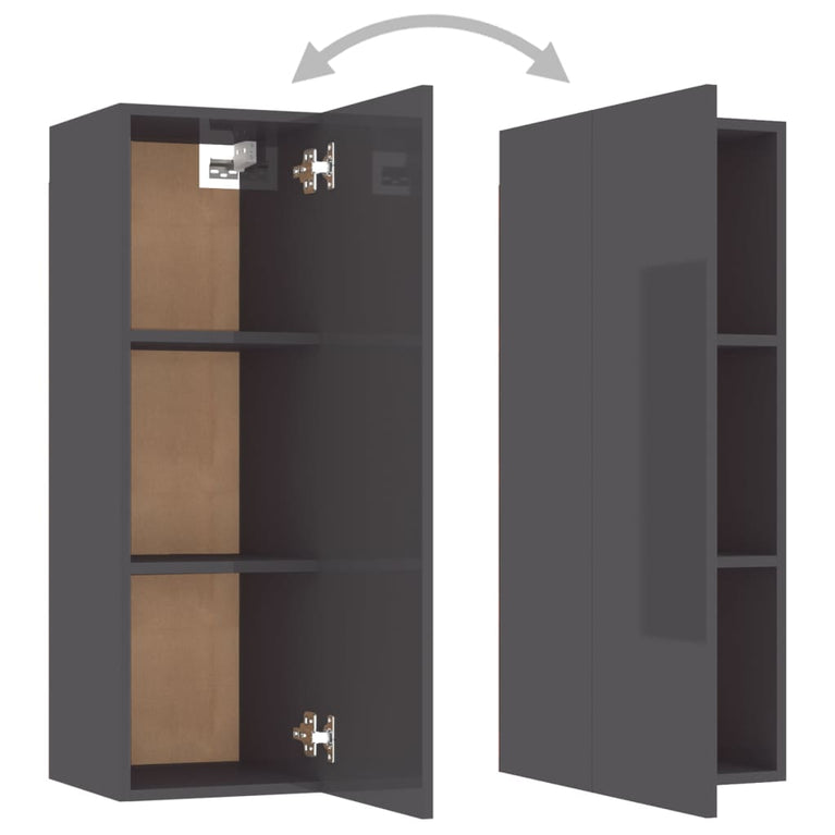 Tv-meubel 30,5x30x90 cm spaanplaat hoogglans grijs MeubelReus