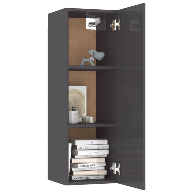 Tv-meubel 30,5x30x90 cm spaanplaat hoogglans grijs MeubelReus