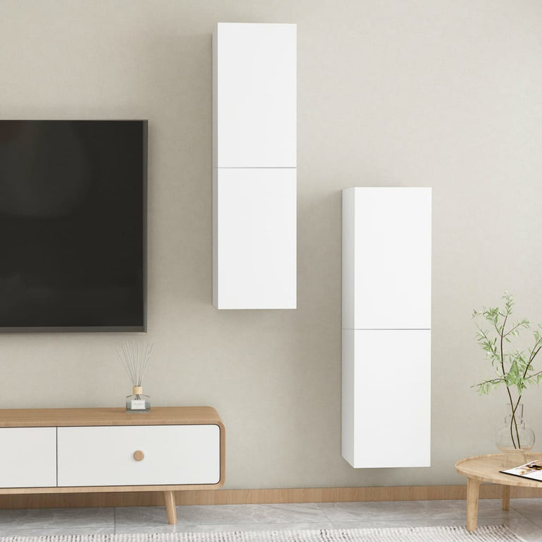Tv-meubelen 2 st 30,5x30x110 cm spaanplaat wit MeubelReus