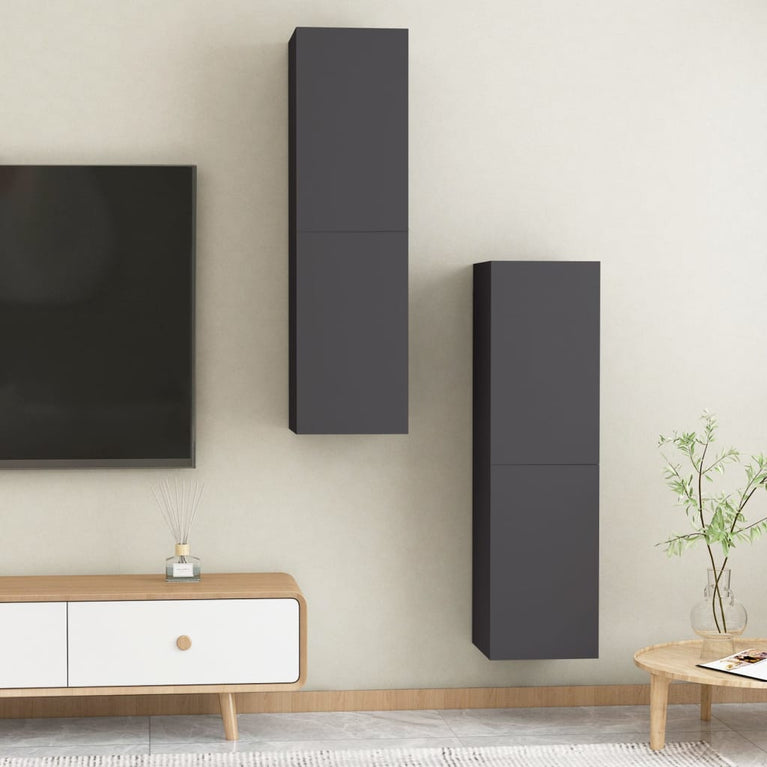 Tv-meubelen 2 st 30,5x30x110 cm spaanplaat grijs