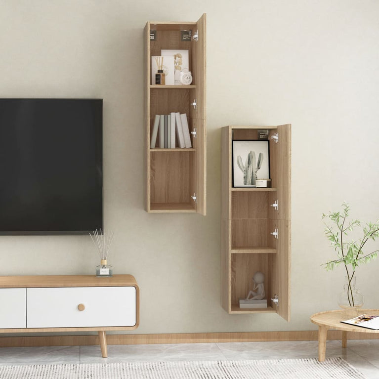 Tv-meubelen 2 st 30,5x30x110cm spaanplaat sonoma eikenkleurig MeubelReus