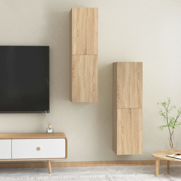 Tv-meubelen 2 st 30,5x30x110cm spaanplaat sonoma eikenkleurig MeubelReus