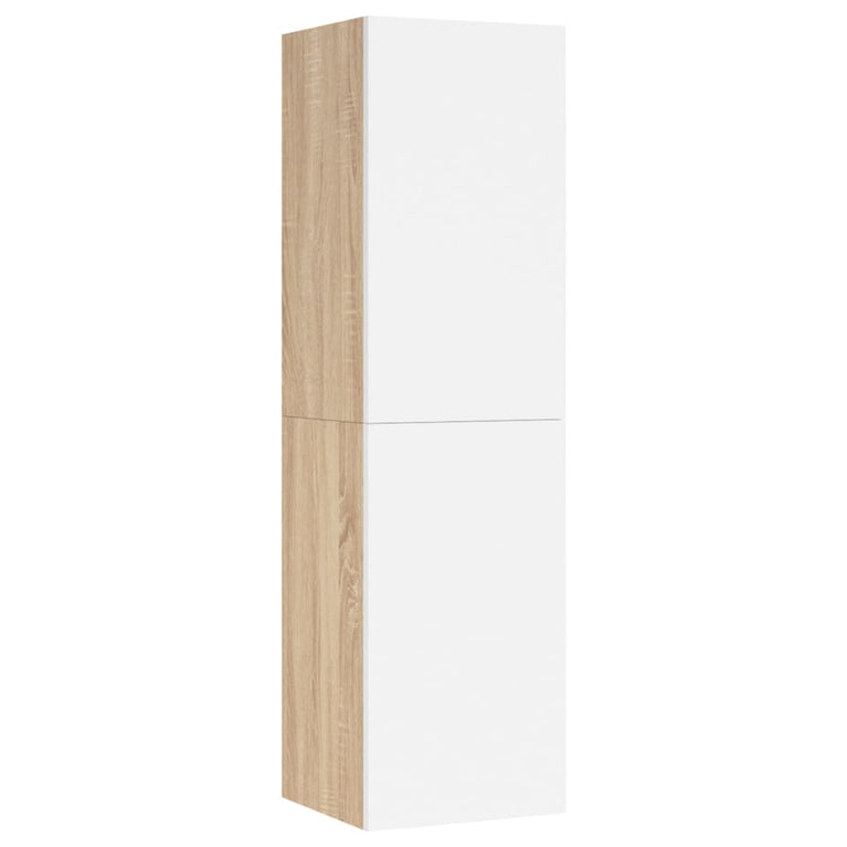 Tv-meubel 30,5x30x110 cm spaanplaat wit en sonoma eikenkleurig