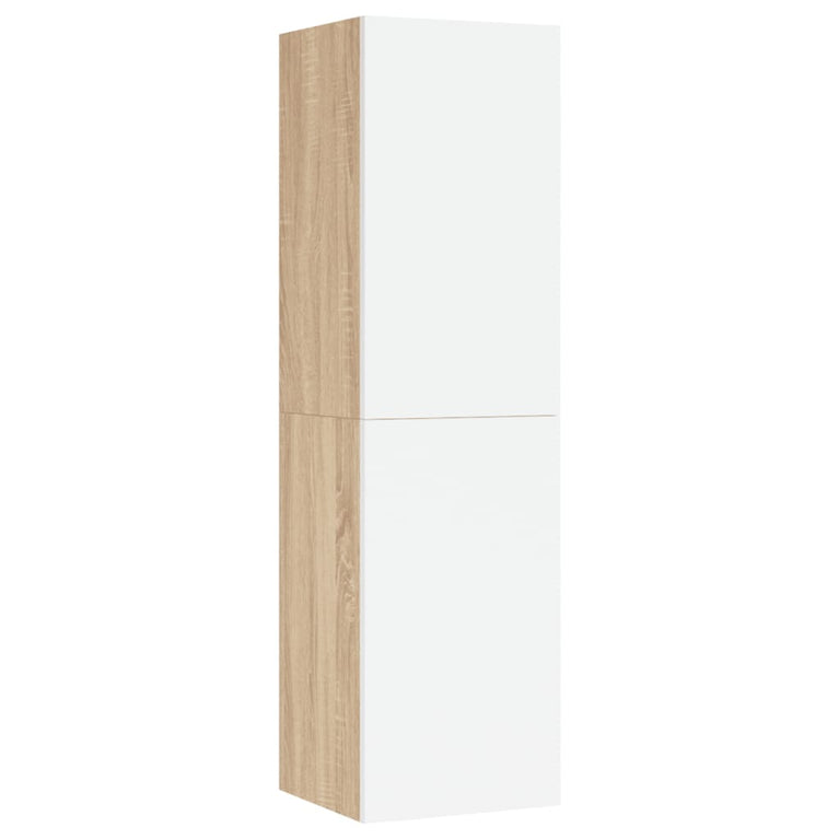 Tv-meubelen 2 st 30,5x30x110cm spaanplaat wit sonoma eikenkleur