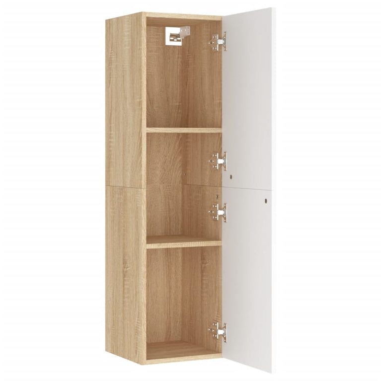 Tv-meubelen 2 st 30,5x30x110cm spaanplaat wit sonoma eikenkleur