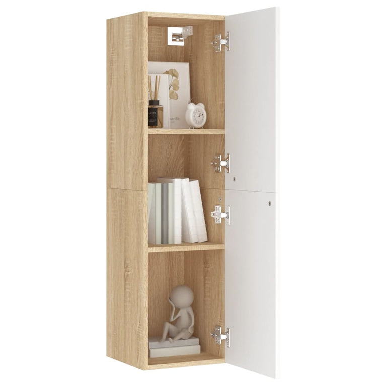 Tv-meubelen 2 st 30,5x30x110cm spaanplaat wit sonoma eikenkleur