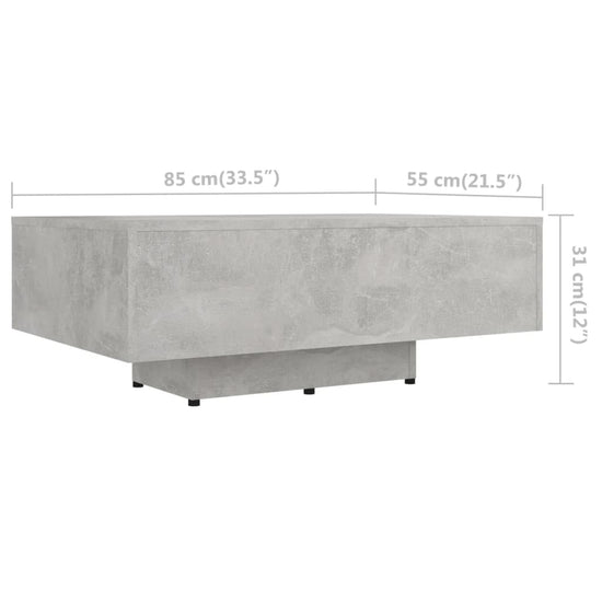 Salontafel 85x55x31 cm spaanplaat betongrijs MeubelReus