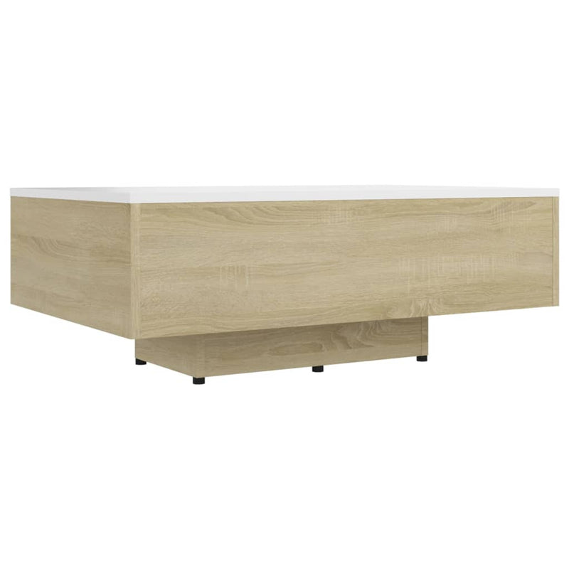Salontafel 85x55x31 cm spaanplaat wit en sonoma eikenkleurig MeubelReus