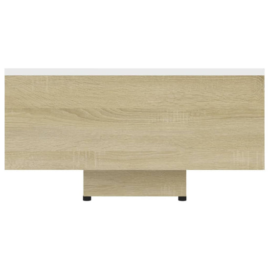 Salontafel 85x55x31 cm spaanplaat wit en sonoma eikenkleurig MeubelReus