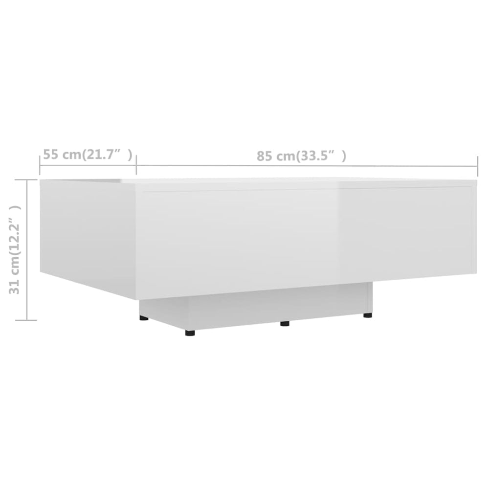 Salontafel 85x55x31 cm spaanplaat hoogglans wit MeubelReus