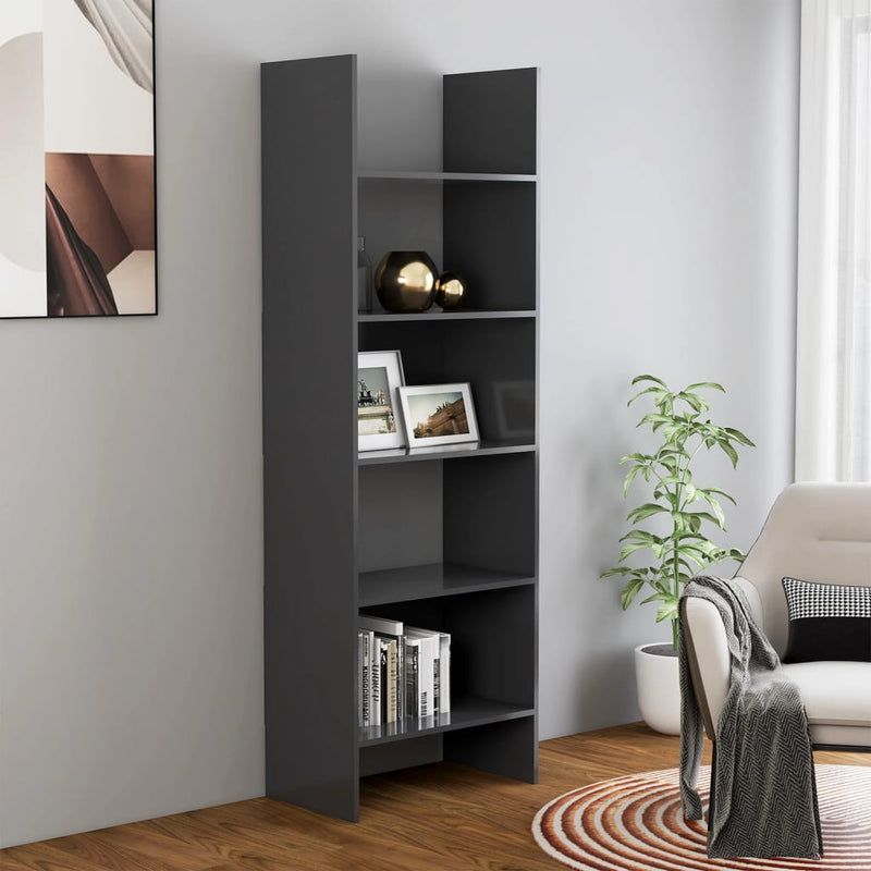 Boekenkast 60x35x180 cm spaanplaat grijs