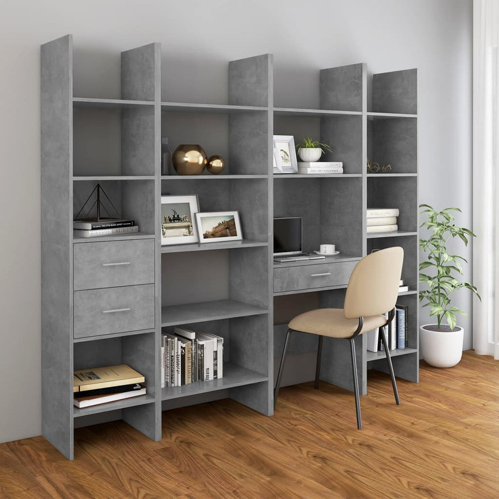 Boekenkast 60x35x180 cm spaanplaat betongrijs MeubelReus