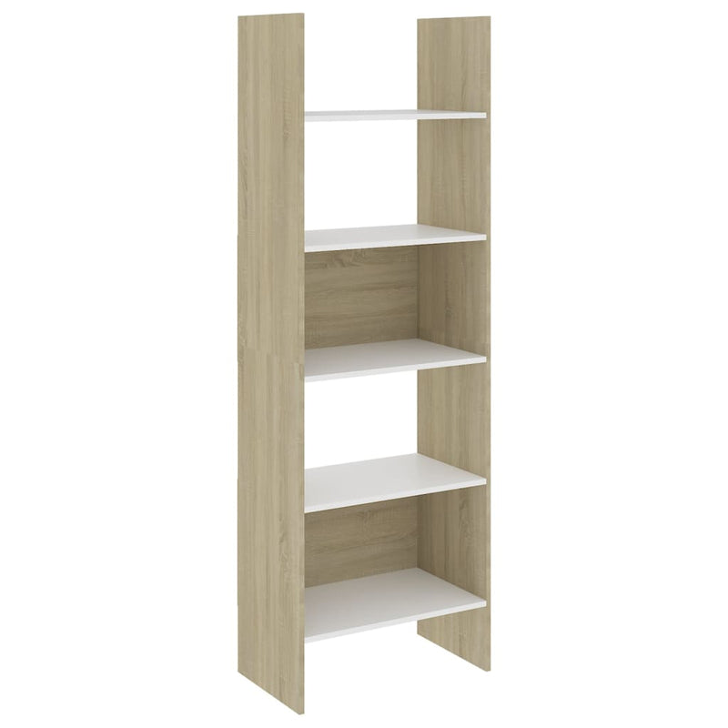 Boekenkast 60x35x180 cm spaanplaat wit en sonoma eikenkleurig