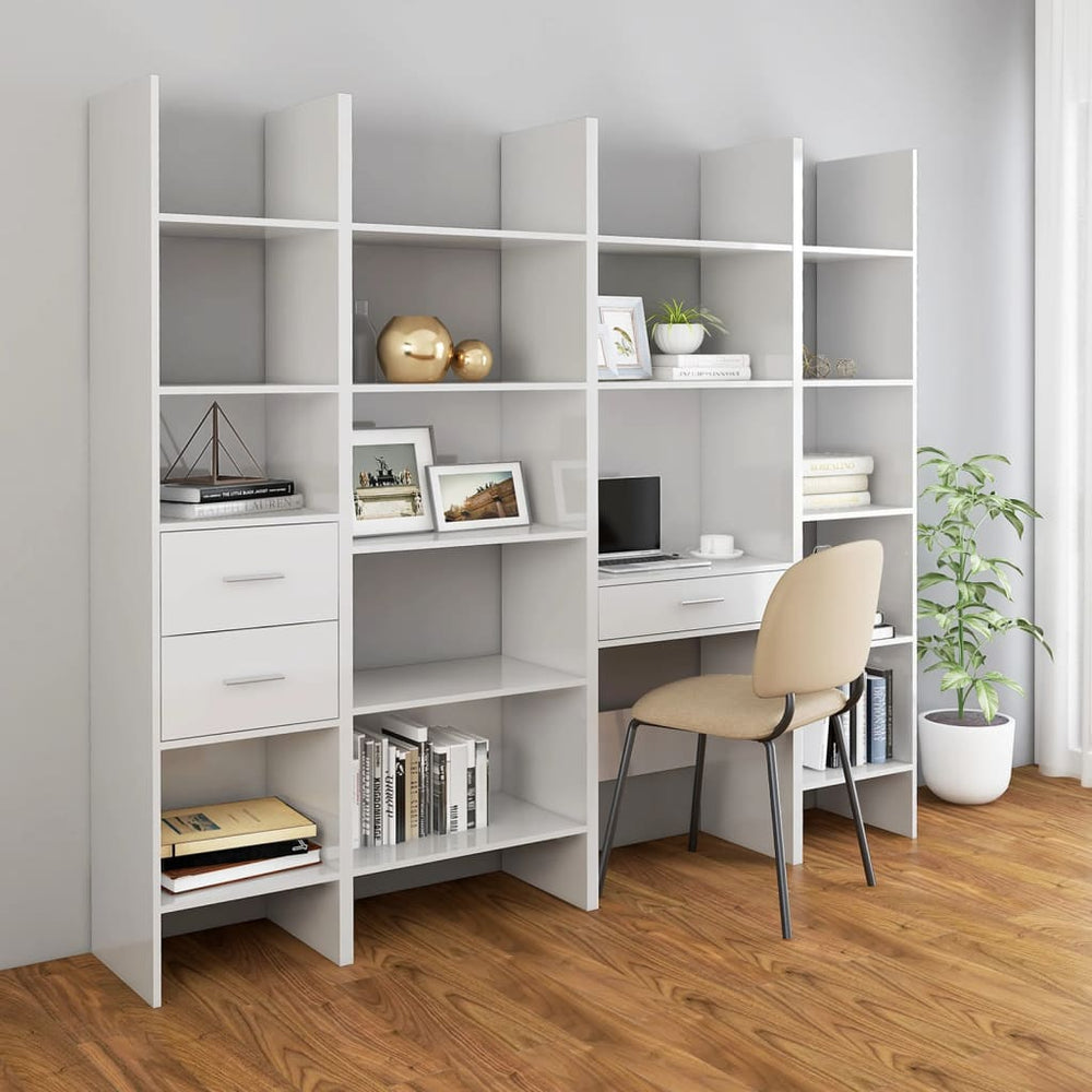 Boekenkast 60x35x180 cm spaanplaat hoogglans wit MeubelReus