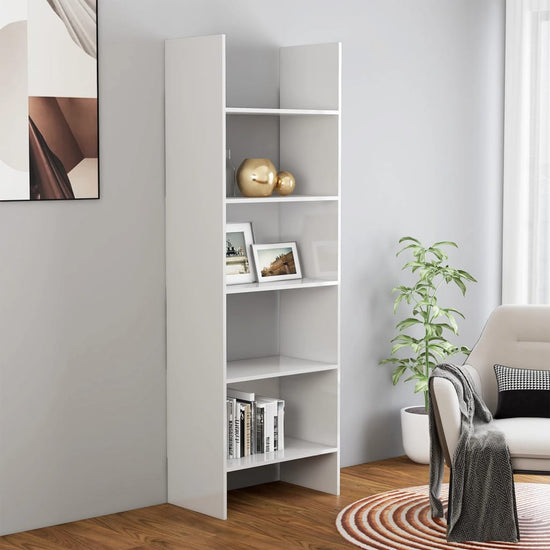 Boekenkast 60x35x180 cm spaanplaat hoogglans wit MeubelReus