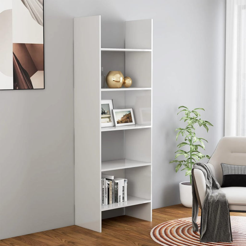 Boekenkast 60x35x180 cm spaanplaat hoogglans wit MeubelReus
