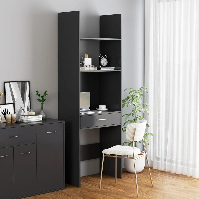 Boekenkast 60x35x180 cm spaanplaat grijs MeubelReus