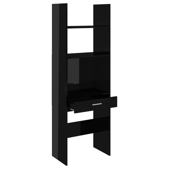 Boekenkast 60x35x180 cm spaanplaat hoogglans zwart MeubelReus