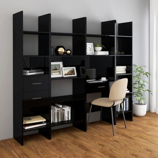 Boekenkast 60x35x180 cm spaanplaat hoogglans zwart MeubelReus