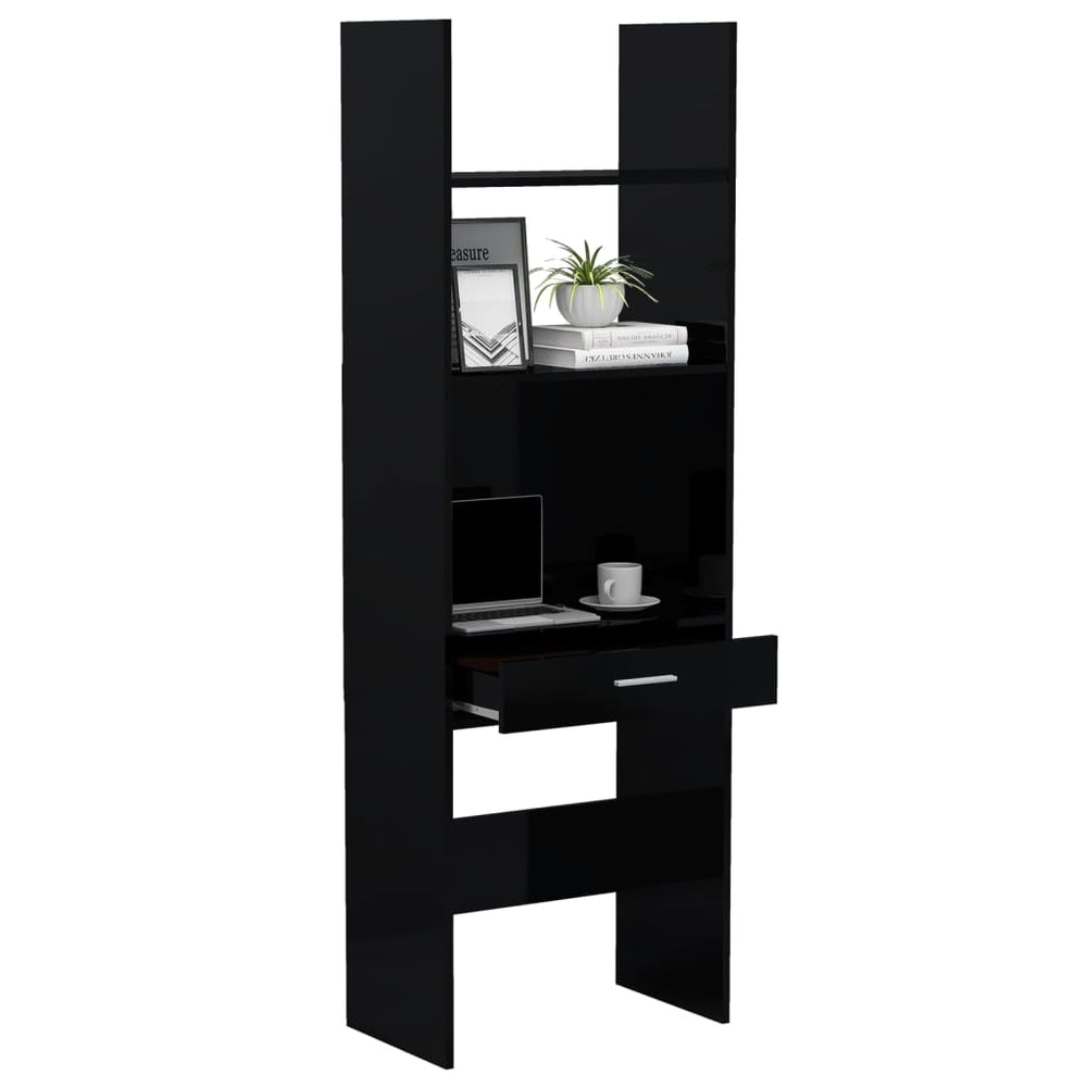 Boekenkast 60x35x180 cm spaanplaat hoogglans zwart MeubelReus