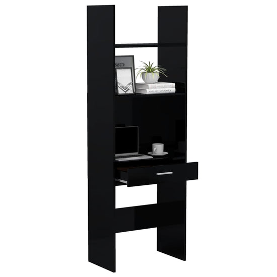 Boekenkast 60x35x180 cm spaanplaat hoogglans zwart MeubelReus