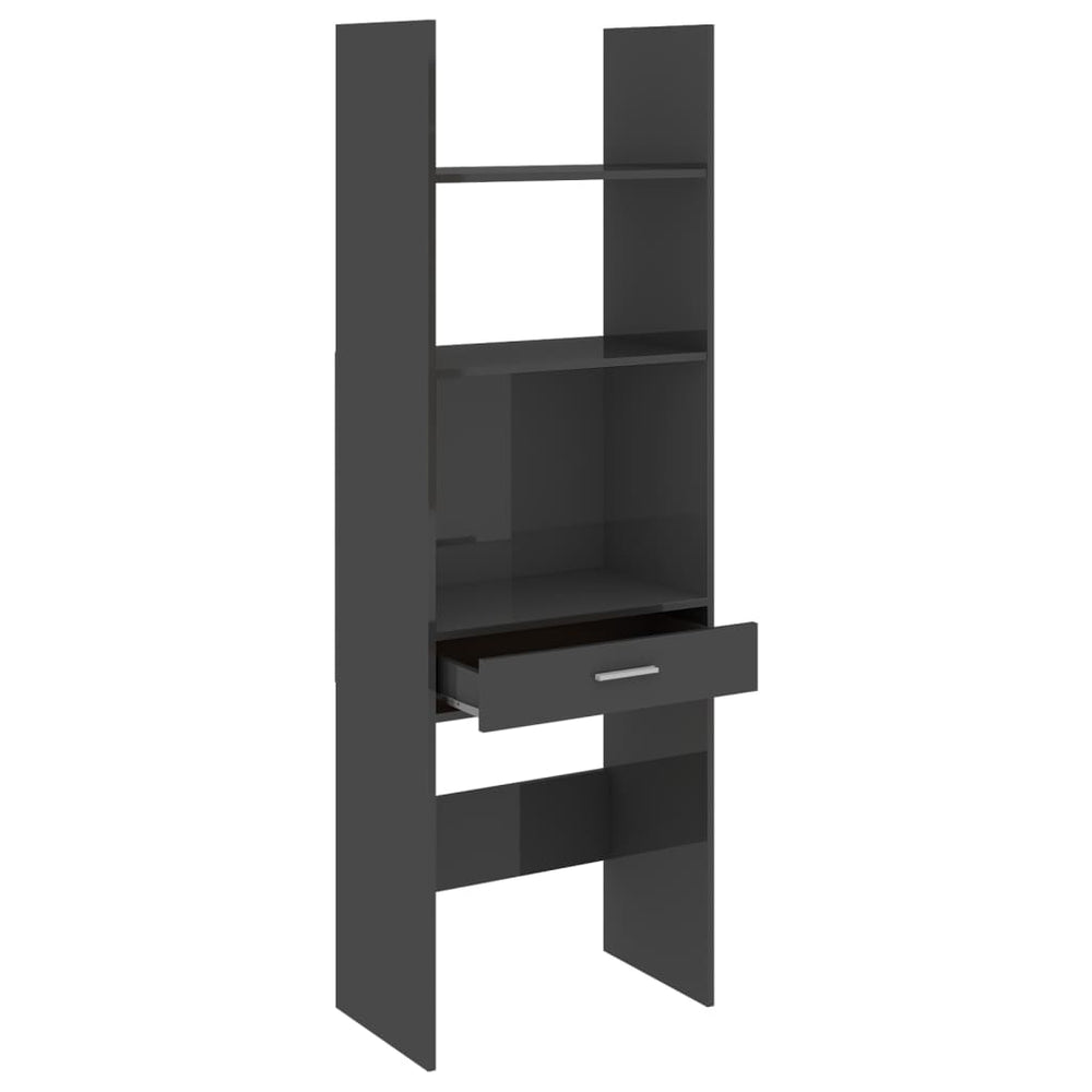 Boekenkast 60x35x180 cm spaanplaat hoogglans grijs MeubelReus