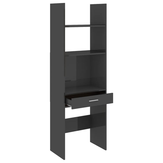 Boekenkast 60x35x180 cm spaanplaat hoogglans grijs MeubelReus