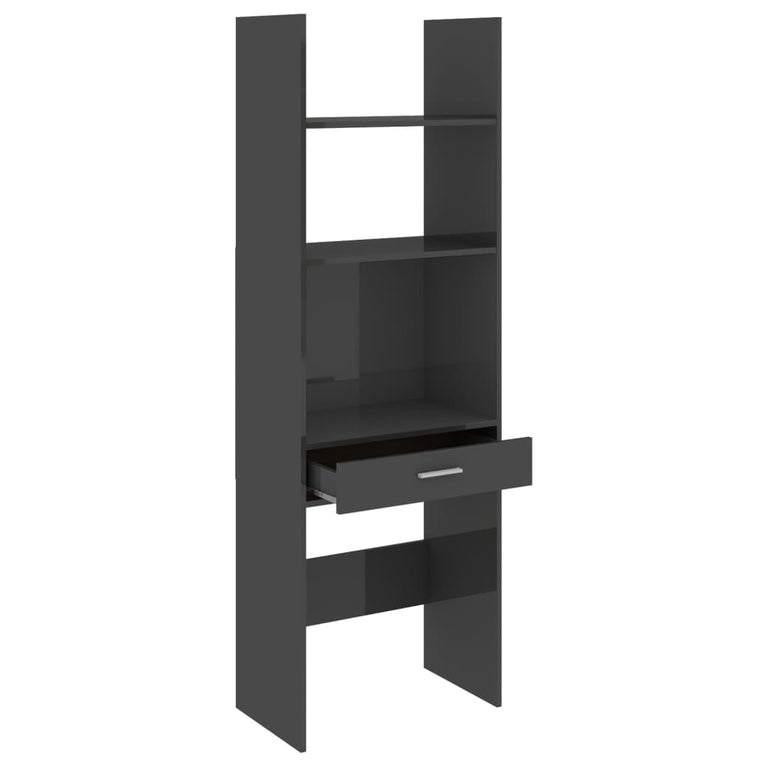 Boekenkast 60x35x180 cm spaanplaat hoogglans grijs MeubelReus