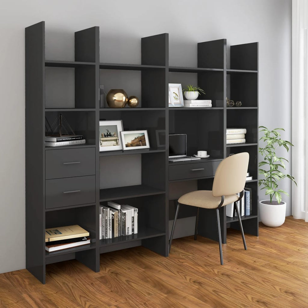 Boekenkast 60x35x180 cm spaanplaat hoogglans grijs MeubelReus