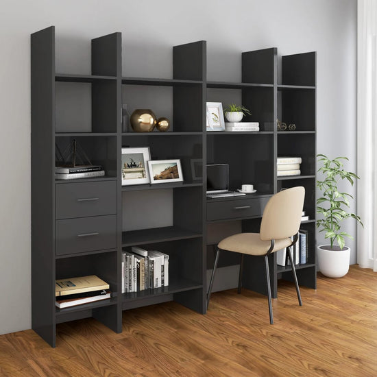 Boekenkast 60x35x180 cm spaanplaat hoogglans grijs MeubelReus
