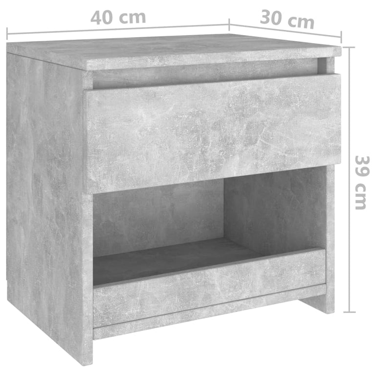 Nachtkastjes 2 st 40x30x39 cm spaanplaat betongrijs