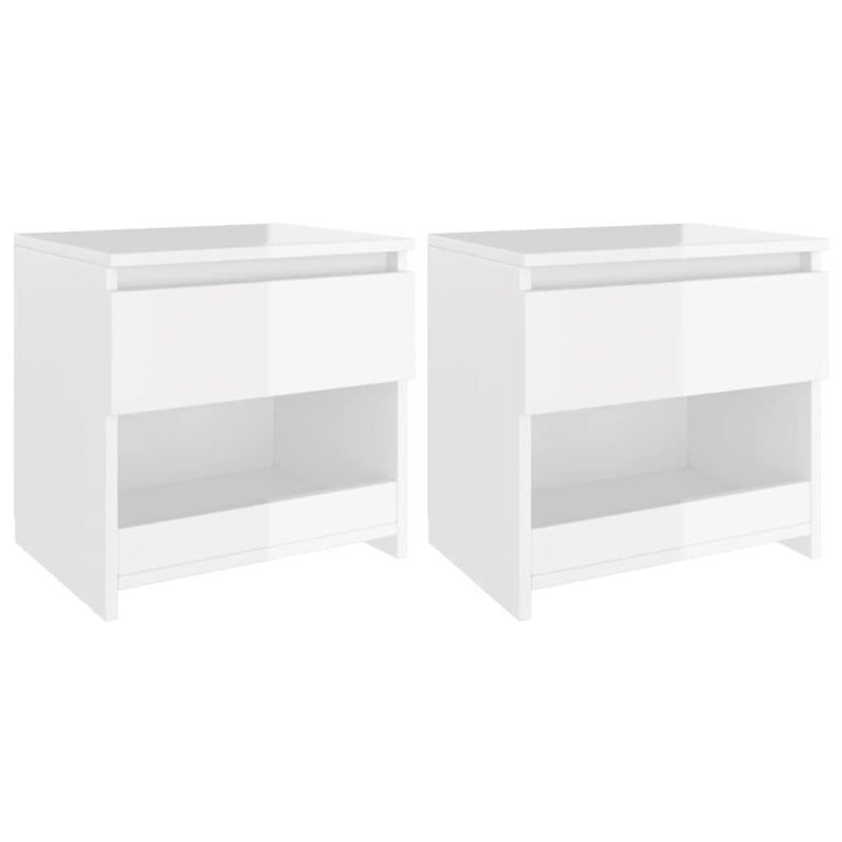 Nachtkastjes 2 st 40x30x39 cm spaanplaat hoogglans wit
